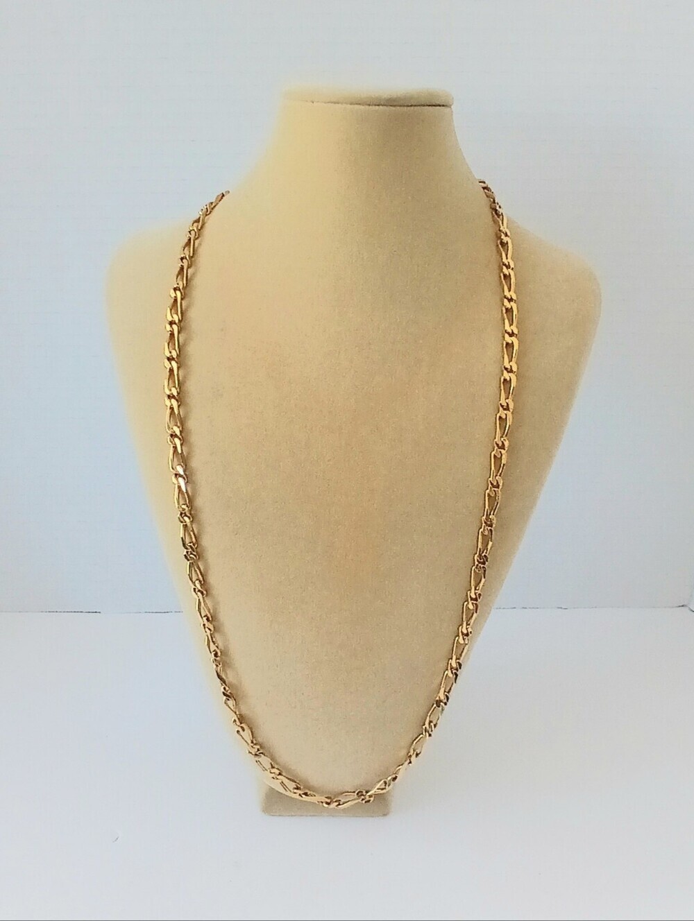 Vtg Monet Gold Plated Flat Curb Link Chain Necklace 30 Inches